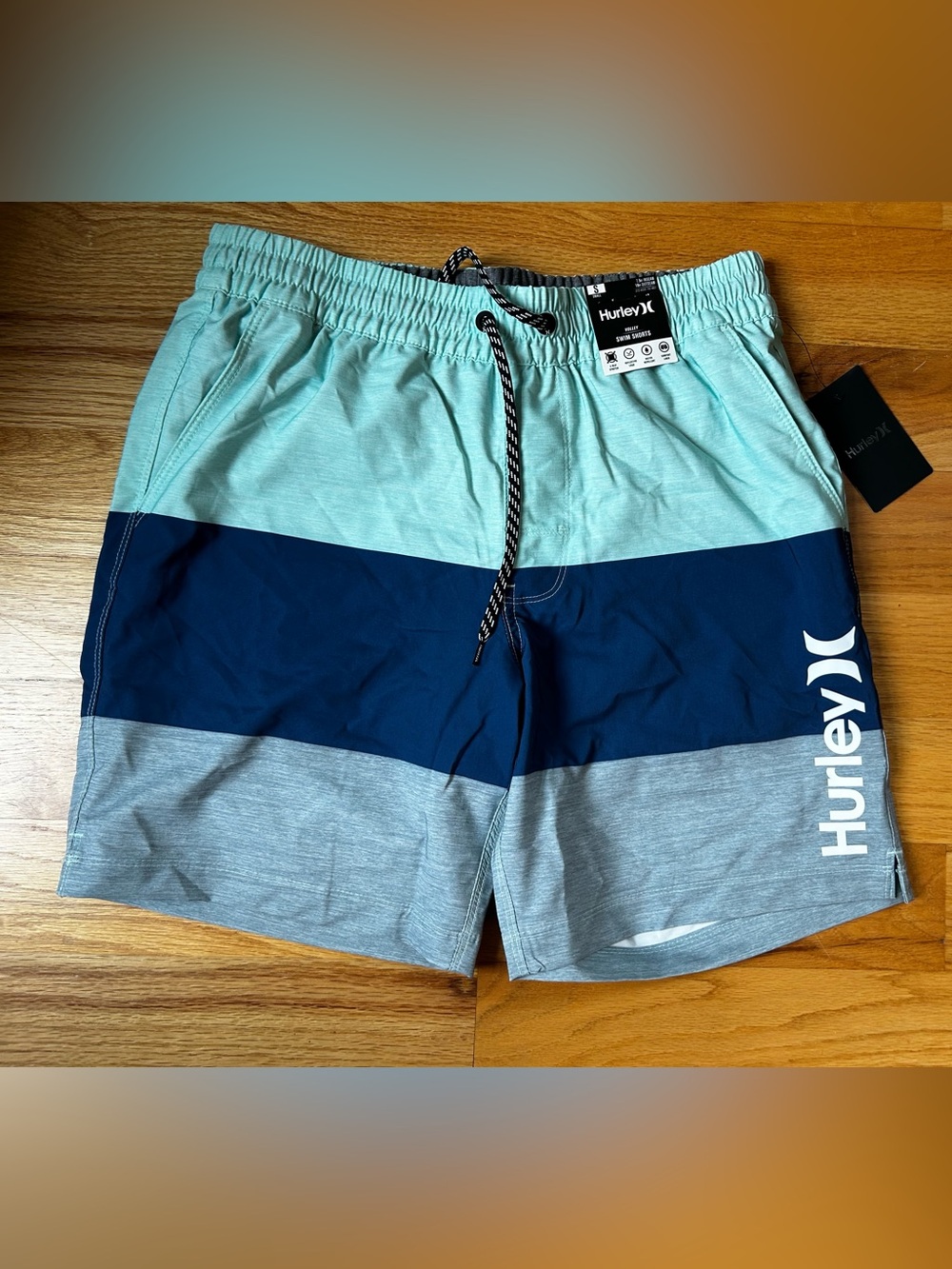 Hurley Men’s Swim Trunks - Mint, Navy & Light Gray